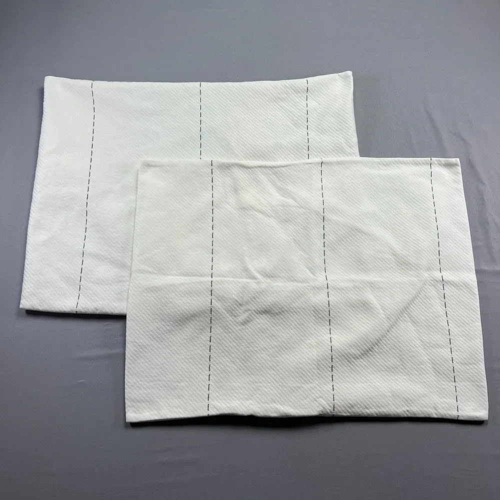 Set Of 2 CB2 Standard Pillow Shams Cover Picco White 100% Cotton (20